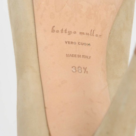 Bettye Muller x Simply Soles Beige Suede Melon Cap Toe High Heel Women 8.5 Italy - Picture 10 of 12